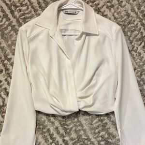 Zara Cream Long Sleeve Blouse